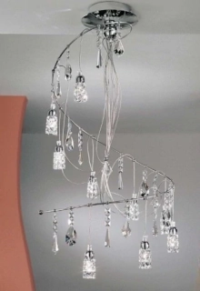 Závesné svietidlo Kolarz SPHERA - 194.89.5S, 9×20W/G4, d 55 cm nikel/chróm/Swarovski krištáľ číry, Made in Italy