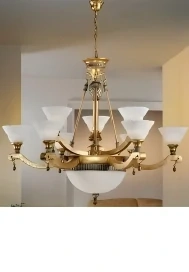 Luster Kolarz NEWTON - 206.83+6+2, koloniálny štýl, 11×60W/E27, d 102 cm, antická mosadz/zlatá/dekoračné sklo