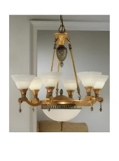 Luster Kolarz NEWTON - 206.86+2, koloniálny štýl, 8×60W/E27, d 70 cm, antická mosadz/zlatá/dekoračné matné sklo