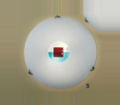 AK1243.12.2 stropne svietidlo 2x60W/E27, d40cm, chrom/Murano dekor.zelena/cervena, Handmade in Italy