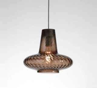 AA1LGL1109 zavesne svietidlo 1x70W/E27, d32/v27cm, sede sklo, Handmade in Italy