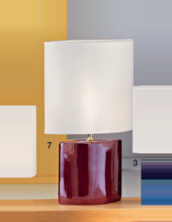 Stolné svietidlo Kolarz LYON - 343.71.H, 1×60W/E27, v 61 cm, perleťová bordová keramika/biely textil