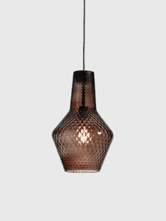AA1LRM1109 zavesne svietidlo 1x70W/E27, d25/v40cm, sede sklo, Handmade in Italy