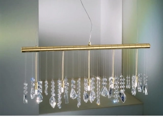AK1104.85.3 zavesne svietidlo 5x25W/G9, s83cm, zlatene 24 karat GOLD /Swarovski-Spectra kristal ciry