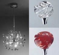 AK1307.818.5.VR03/05 luster 18x10W/G4, d50cm, chrom/Murano sklo cira-cervena, Handmade in Italy
