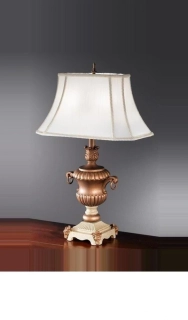 Stolné svietidlo Kolarz NELSON - 211.71, koloniálny štýl, 2×60W/E27, v 70 cm, antická mosadz/svetlobéžový textil