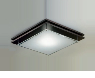 AK10004.11.W stropne/nastenne svietidlo 1x150W/R7s, 40x40cm, tmave drevo/cire-matne sklo