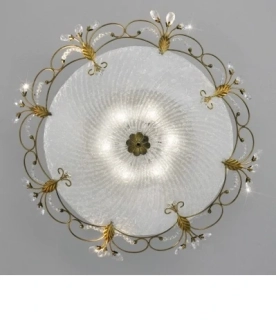 AK10118.16.GA.KpT stropne svietidlo 6x40W/G9, d70cm, anticka zlata/Pure cristall ciry / Murano Glass