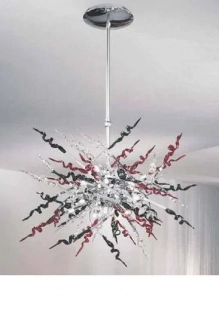 AK11108.818.5.TRBk luster 18x25W/G9, d84cm, chrom/Murano cira-cervena-cierna, Handmade in Italy