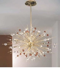 AK11109.830.3.KoTA luster 30x25W/G9, d100cm, zlatene 24 karat GOLD /Optic kristal ciry-jantar, Handmade in Italy