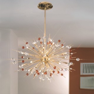 Luster Kolarz EXPLOSION - 1109.830.3.KoTA, 30×25W/G9, d 100 cm, zlátené 24 karat GOLD/Optic krištáľ číry-jantár, Handmade in Italy