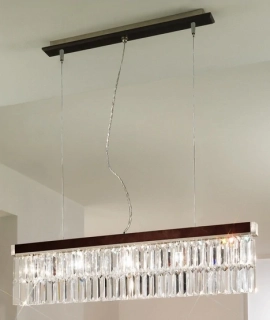 AK1369.85.W zavesne svietidlo 5x25W/G9, s80cm, tm.drevo/Swarovski-Spectra kristal ciry, Made in Italy