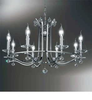 AK10230.88.5.KP.SsT luster 8x60W/E14, d76cm, chrom/Pure kristal/Swarovski Strass