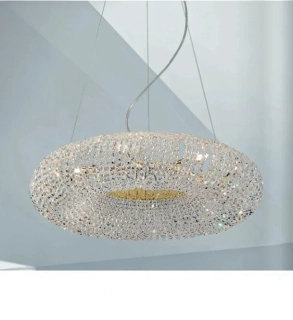 Závesné svietidlo Kolarz CARLA - 0256.35.3.KpT, 5×25W/G9, d 55 cm, zlátené 24 karat GOLD/Pure krištáľ číry