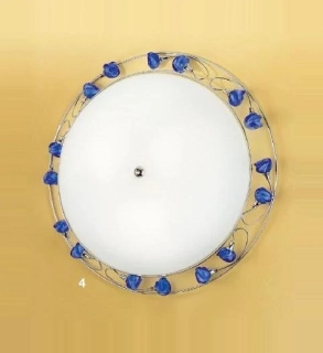 AK1406.13.5.VR06 stropne svietidlo 3x60W/E27, d50cm, chrom/Murano modra, Handmade in Italy