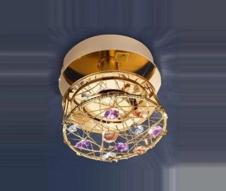 AK10215.11A.3.RSsTAV stropne svietidlo 1x40W/G9, d11cm, zlatene 24 karat GOLD //Swarovski-Strass cira-jantar-fialova