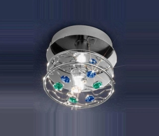AK10215.11A.5.OSsTBG stropne svietidlo 1x40W/G9, d11cm, chrom/Swarovski-Strass ciry-modry-zeleny