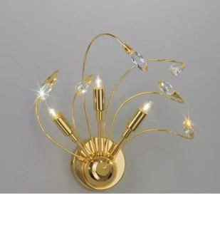 AK11307.63.3 nastenne svietidlo 3x25W/G9, v30x22cm, zlatene 24 karat GOLD /Swarovski Strass ciry, Handmade in Italy