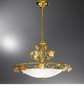 AK10325.34.3.R1R/KpT zavesne svietidlo 4x40W/E14, d40cm, zlatene 24 karat GOLD /Pure/porcelan rose, Handmade in Italy
