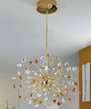 AK1307.830.3.VR01/03 luster 30x10W/G4, d65cm, zlatene 24 karat GOLD /Murano sklo cira-jantar, Handmade in Italy
