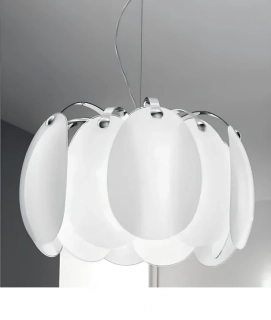 Luster Kolarz MARGHERITA - 0309.33.5.W, 3×60W/E27, d 58 cm, chróm/opálové sklo, Handmade in Italy