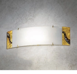 AK10365.61S.3.41 nastenne svietidlo 1x100W/(R7s 78mm), v11x40cm, zlatene 24 karat GOLD /opal.sklo, Handmade in Italy - rucna malba na skle