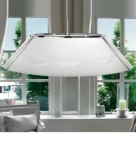 Závesné svietidlo Kolarz WAVE - 0347.33L.5.TWW, 3×100W/E27, d 70 cm, chróm/brúsené fazetované opálové sklo, Handmade in Italy