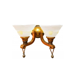 AK1206.62 nastenne svietidlo Colonial style 2x60W/E27, v25x35cm, anticka mosadz/zlata/dekor.sklo