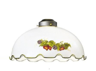 Tienidlo Kolarz NONNA - 731.G115, d 36 cm, matné sklo/zelený volánik/jahody, hrozno, ručná maľba na skle