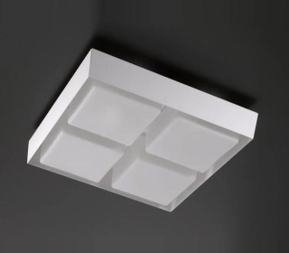 AA1LL1301B stropne svietidlo 8x42W/E27, 60x60cm, biely kov/triplex.sklo  