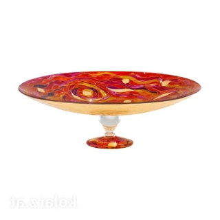 Dekorácia Kolarz AQUA - 0415.96.RV, dekoracna misa, d 50 cm, v 12 cm, zlatá-červená-oranžová - ručná maľba na skle, Handmade in Italy