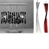 AK1104.73.5.VSP04/05 stolne svietidlo 3x25W/G9, v57cm, chrom/Murano bielo-cervena, Handmade in Italy