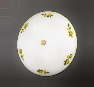 Stropné svietidlo Kolarz NONNA - 731.U12.4.116, 2×60W/E14, d 32 cm, starožitná mosadz/zelený okraj/citróny