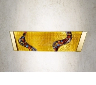 AK10365.61.3 nastenne svietidlo 1x100W/(R7s 78mm), v11x41cm, zlatene 24 karat GOLD /zlate dekoracne sklo, Handmade in Italy - rucna malba na skle