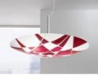 AK10296.35.5.WR zavesne svietidlo 5x60W/E14, d62cm, chrom/dekoracne biele-cervene fazetovane sklo