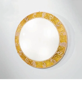 AK10364.U14.3 stropne svietidlo 4x60W/E27, d50cm, zlatene 24 karat GOLD /opal.sklo, Handmade in Italy - rucna malba na skle