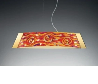 AK12295.31S.3/aq40 zavesne svietidlo 13W/LED, s70cm, zlatene 24 karat GOLD /aqua red, Handmade in Italy - rucna malba na skle