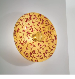 AK10420.61XL.3.R.GA stropne svietidlo 1x100W/E27, d62cm, zlatene 24 karat GOLD /dekoracia zlata-cervena, Handmade in Italy - rucna malba na skle