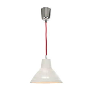 AK1A1329.31.2/5 zavesne svietidlo 1x60W/E14, d20cm, chrom/biely porcelan/cerveny kabel