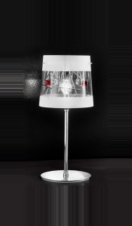 AK1FLO.1064/L1 03-R stolne svietidlo 1x60W/E14, d21cm, chrom/cire-matne sklo/cervena