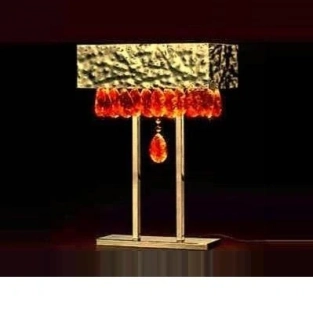 AL1450/LP.GO.A stolne svietidlo 2x75W/G9, v29cm, zlatene 24 karat GOLD /kristal amber