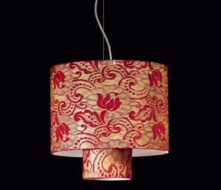 Závesné svietidlo LAMP PIZZO - 480/S48.GO.RG, 3×75W/G9+1×100W/E27, d 48 cm, plátkové zlato/triplex red-gold