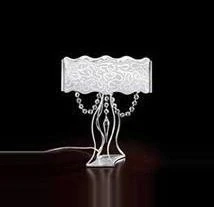 AL1490/LP.SI.kP stolne svietidlo 1x75W/G9, v34cm, platkove striebro/opal.sklo/kristal plum.