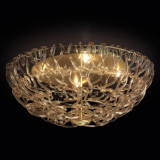 Stropné svietidlo LAMP LEGAMI - 500/PL60.GO.T, 4×75W/G9, d 61 cm, zlátené 24 karat GOLD/číre sklenené ovesky
