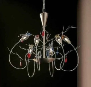 AL1390/S6.CR.R.Multi luster 6x75W/G9, d74cm, chrom/sklo red/multi