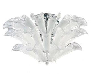 AL19007/PL2.CR.V2 stropne svietidlo 7x60W/E14, d60cm, chrom/Murano sklo white V2