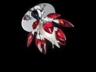 Stropné svietidlo LAMP BOCCIOLI - 470/F.CR.kR, 1×75W/G9, d 8 cm, chróm/krištáľ červená/sklo