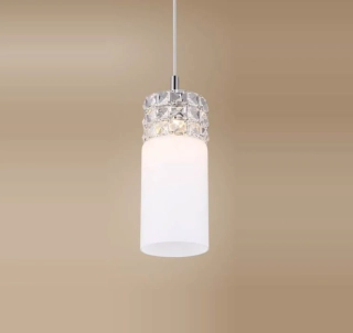 AM1P0314-01A zavesne svietidlo 1x40W/G9, d10cm, chrom/ciry kristal/opal.sklo