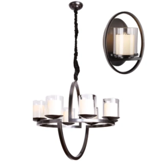 Luster MAX Light RICHMOND - P0166, 8×40W/E14, d 65 cm, antická hnedá/číre/matné sklo