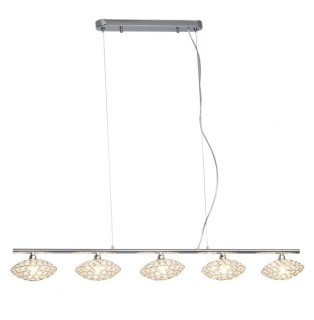 AB1G18273/15 zavesne svietidlo 5x42W/G9, s96cm, chrom/kristal.sklo